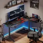 Multi-style Pro Gaming Desk RGB LED PC Computer Studio Gamer Table Carbon Fibre