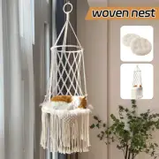 Cat Hammock Macrame Swing Bed Tassel Woven Hanging Pet Cat Nest Basket Tapestry