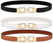 [Generic] Plus Size Women Leather Belt Black Casual Waist Belt for Jeans Pants with Metal Pin Buckle
