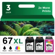 67xl Ink Cartridges Black/Color Combo Pack Replacement for HP Ink 67 67xl Pri...