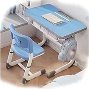 Kids Desk and Chair Set, Children's Study Table Set,Student Writing Desk with Bookshelf No Assembly Required, for Home School Kids Writing Reading Drawing Studying(Blue)