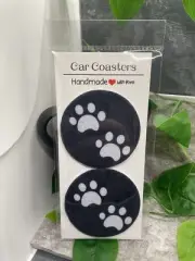 2 PC Car Cup Holder Coaster Set 2.75" Anti Slip Silicone Back New Dog Paw 1