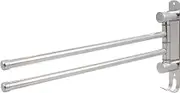 Punch Stainless Steel Towel Rack Organizer with Rotating Towel Rod for Bathroom Easy Installation No Punching Required Includes Double Hooks for Item Storage