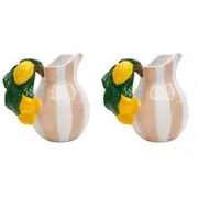 2x Urban Tuscan Lemon Jug Pink 15cm Decorative Kitchen/Lounge Decor Dolomite