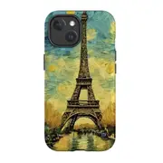 For iPhone 15 Tough Case Compatible with MagSafe Eiffel Tower Painting