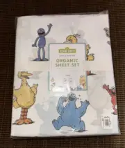 NEW Pottery Barn Kids TWIN Sesame Street Organic Sheet Set Elmo Big Bird NIP