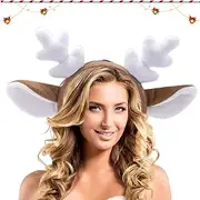 [Generic] Plush Antler Headband - Plush Animal Cosplay Parties Headwear | Reindeer Antler Hair Hoop Headwear For Men And Women