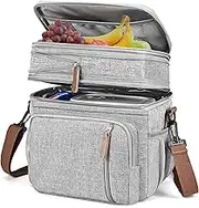 Moslyn Lunch Bag for Women Men Double Deck Lunch Box - Leakproof Insulated Soft Large Adult Lunch Cooler Bag for Work, (Grey,15L)