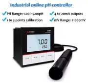 PH Meter Industrial Online pH Controller -1 to 15pH 4 to 20mA outputs mV Tester