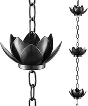 Rain Chain Set, 4ft Copper Plated Rain Chain for Gutters with Adapter, Lotus Rain Chain Cups to Replace Gutter Downspout