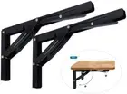 2X Black Baking Steel 12" Folding Table Bracket Shelf Bench 300lb Max.Load