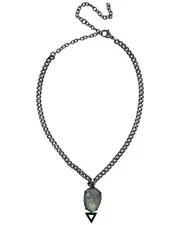 ADORNIA Fine Jewelry Silver 14.25 ct. tw. Diamond & Labradorite Triangle Necklace