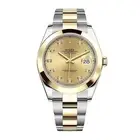 Rolex Datejust 41 Watch 41MM Champagne Diamond Index Markers Dial Yellow Gold