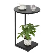 C Shaped Round End Table That Slide Under for Living Room Bedroom