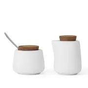 Viva Nicola White Sugar and Creamer Set, Porcelain Coffee and Tea Serving Set...