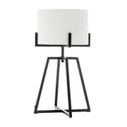 Modern Scandi Metal Dimmable Table Desk Lamp w/ Linen Shade - Matte Black