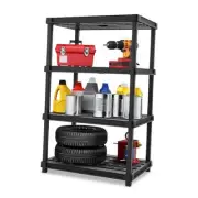 USA 4-Shelf Heavy Duty Deep Plastic Storage Shelves, 600lb Capacity, 4-Tier