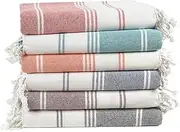 LANE LINEN 100% Cotton Beach Towel with Bag 6 Piece Towels Oversized 39''x71'' Pool Absorbent Extra Large Quick Dry Sand Travel Towel - Multi