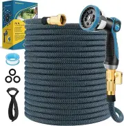Non-Expanding Garden Hose 75 ft, Flexible Kink Free Water Hose with 10 Watering
