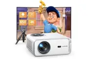 22000 Lumen Portable WiFi6 Bluetooth Projector | Full HD 1080p, 4K Support | Tripod Included | Phone/HDMI/USB Compatible