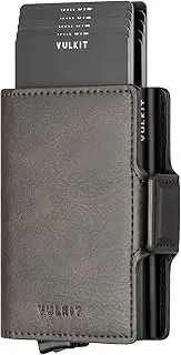 [VULKIT] Credit Card Holder RFID Blocking Leather Automatic Pop Up Wallet Slim Money Clip Wallet Double Card Case for Men and Women