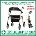 DJMed Classic Rollator, Mobility 4 Wheel Walker, Folding, Walking Frame