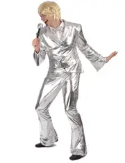 My Other Me Men's Shiny Silver Disco Disguise XL