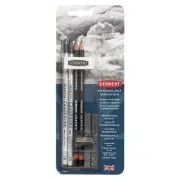 Derwent Watersoluble Graphitone Pencils Sticks + Eraser & Sharpener Blister of 8