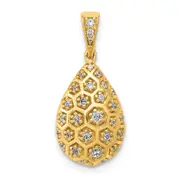 14K Yellow Gold 1/5ct. Real Diamond Teardrop Honeycomb Chain Slide