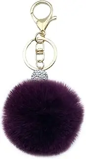 [Unpafcxddyig] Pom Pom Keychain Artificial Fur Ball Keychains Fluffy Tote Pendant with Crystal Rhinestone Car Bag Charm