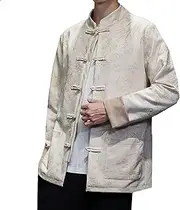 [Generic] Autumn and Winter Tang Suit,Chinese Style Retro Chinese Tang Suits Large-Size Jackets Retro Casual Tang Suits (Pink,Black,Light Champagne)