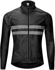 LAPOOH Reflective Long Sleeve Bicycle Jersey Wind Coat Jacket Water-Resistant Windproof Outdoor Sports Bike Cycling Running Jacket