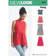 New Look Sewing Pattern 6511 N6511 Misses' Top with Length and Sleeve Variations