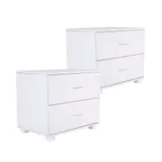 2X Bedside Tables Storage Cabinet Nightstand 2 Drawer Legs ETTA WHITE