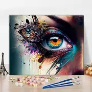 Rebotipy Paint by Number for Adults Paint by Number Female Eye Abstract Flowers for Adult Kids and Beginners Abstract Flowers Canvas Art Home Decor Artwork Painting by Numbers Canvas Gift 16x20 in