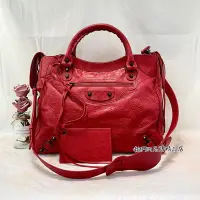 在飛比找Yahoo!奇摩拍賣優惠-[我們的名牌精品店]~ BALENCIAGA 紅色羊皮小扣 