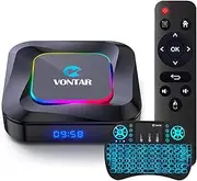 CHROX Android 13.0 TV Box,VONTAR R3 4G RAM 128G ROM RK3528 with Dual 2.4G/5.8G WiFi, BT 5.0+ Quad-Core 64 Bits 4K/8K UHD H.265 Ethernet LAN 3D Set Top TV Box with Wireless Mini Keyboard,4gb+32gb