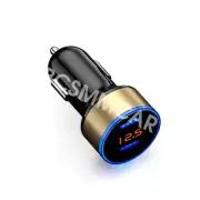 Car Charger Smart Phone Dual USB Adapter For Cigarette Lighter Voltmeter Display