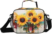 Sunflower Abstract Colors Insulated Lunch Box for Women Men - Ideal for Work, Picnics - Includes Adjustable Shoulder Strap