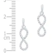 14k White Gold Round Diamond Infinity Dangle Earrings 1/4 Cttw