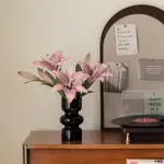 油畫色百合花束福祿花瓶客廳復古仿真花擺件花瓶套裝室內插花裝飾