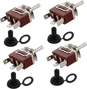 GETAJGHSD 4 Sets of Momentary Toggle Switches 3 Way Automotive Toggle Switches with Waterproof Caps for Cars and Boats Easy Operation and Durable Design