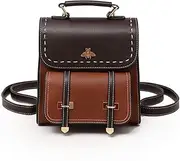 [KOOIJNKO] Women Small Fashion Backpack, Retro Mini Daypack Casual Satchel Purse Contrast Color Design