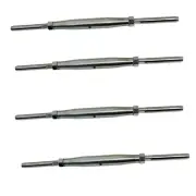 4 Pc Stainless Steel 3/8" Thread Swage Stud & Stud Pipe Turnbuckle 3/16" Cable