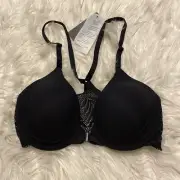 Natori 30C Bra Black Lush Front Closure Contour Underwire 728309 NEW