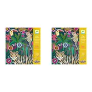 8pc Djeco Rococo Neon Jungle Scratch Cards w/ Stylus Activity Kit Kids 7y+