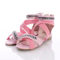 在飛比找蝦皮商城優惠-HABU哈布專櫃童鞋編織公主綁帶涼鞋HA24-PI粉紅(中大