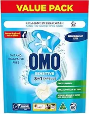 OMO Laundry Capsules 3 in 1 Sensitive, 60 Pack