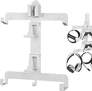 Geekria Wall Mount Stand Compatible with PlayStation 5, PSVR2, VR Headset and Controller Storage Rack Hook, PS5 Headset Display Holder, Sturdy Metal Wall Bracket Kit (White)