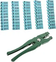 Levemolo 1 Set of Livestock Ear Tag Pliers Farm Animal Ear Marking Tool 100 Tags Easy to Use for Cattle Horse Pig Sheep